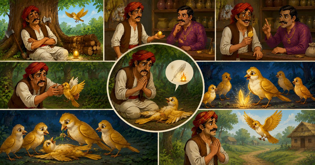 Indian Folk Tale of The Lucky Bird and the Woodcutter