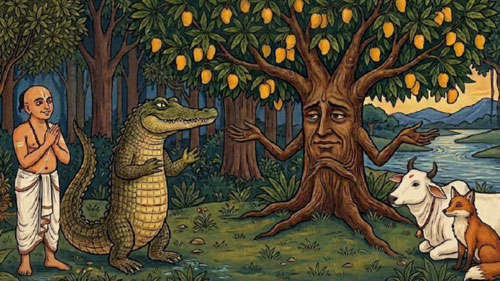 Folk Tale: The Brahmin, The Crocodile and The Fox