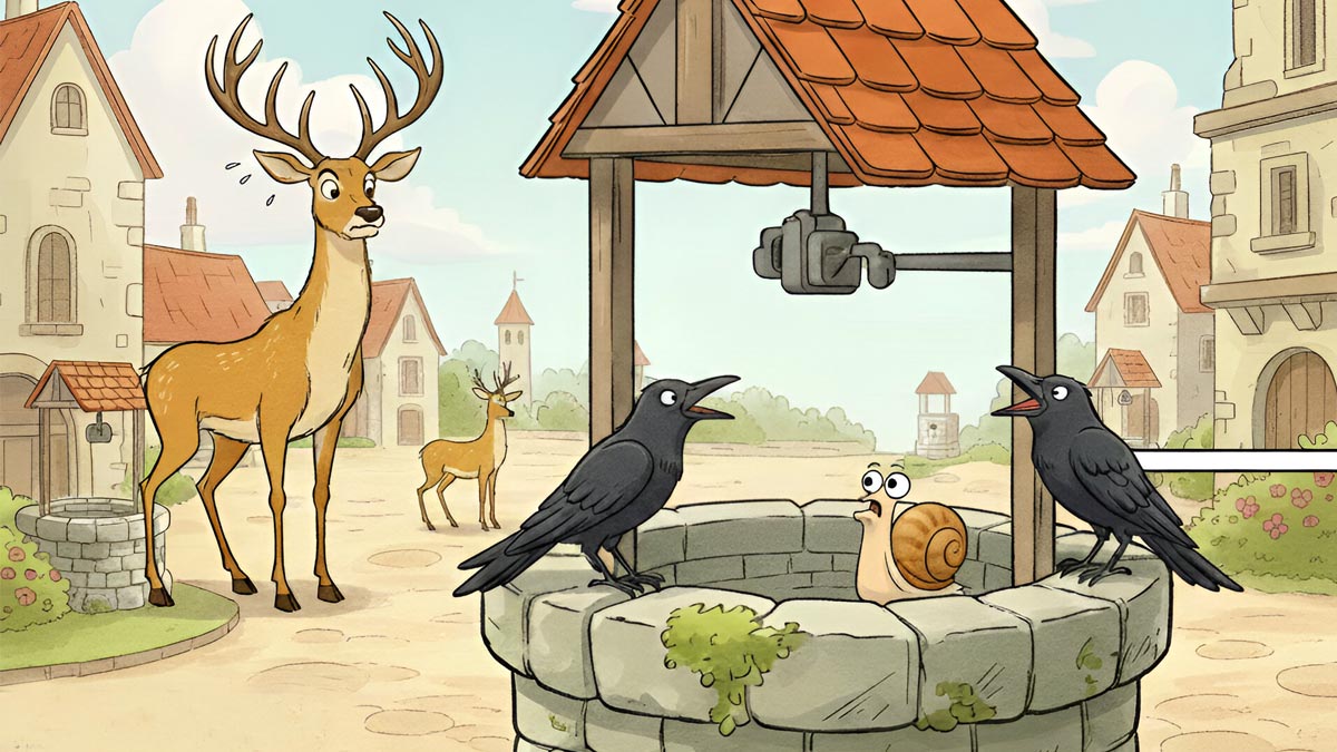 Illustration from The Snail and the Deer moral story