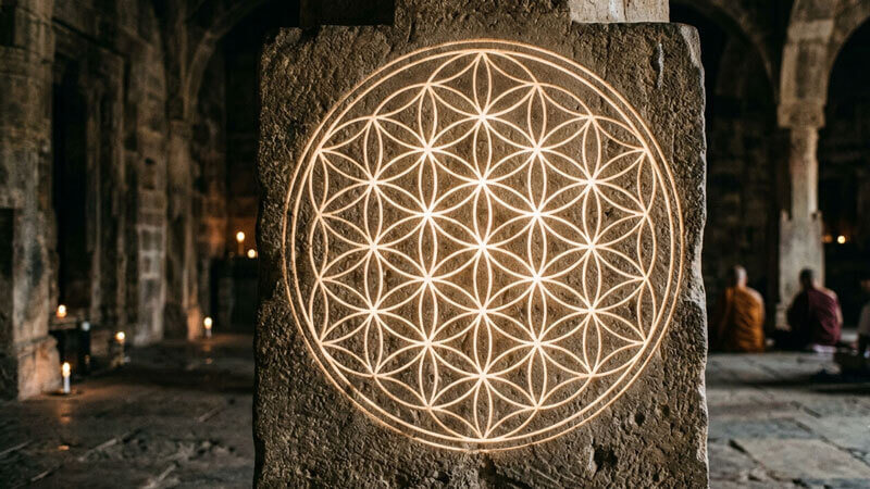 Flower of Life sacred geometry pattern of seven overlapping circles