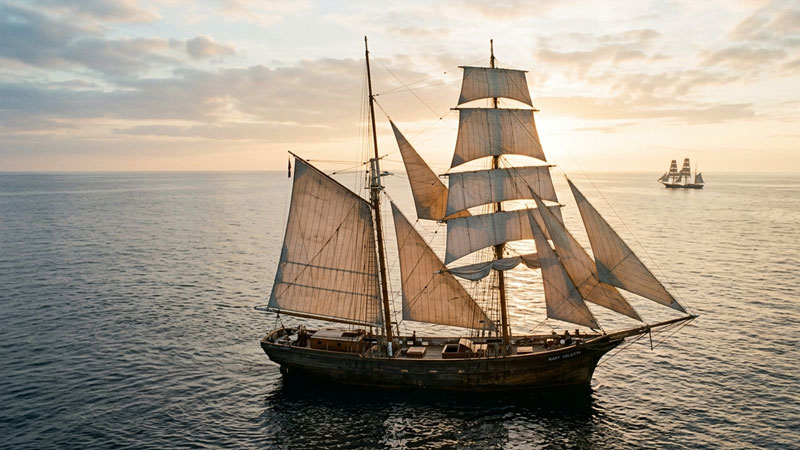 The Mary Celeste ship found drifting empty in the Atlantic Ocean